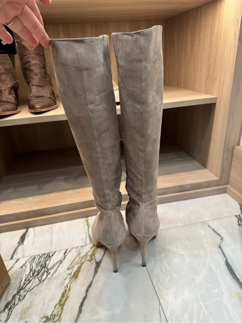 Sam Edelman Taupe Knee high Suede Stiletto Boots